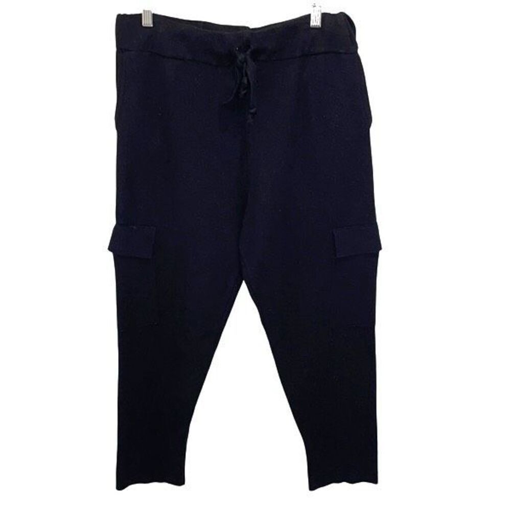 Zara Womens Knit Drawstring Waistband Cargo Jogger Pants Lounge Black Large